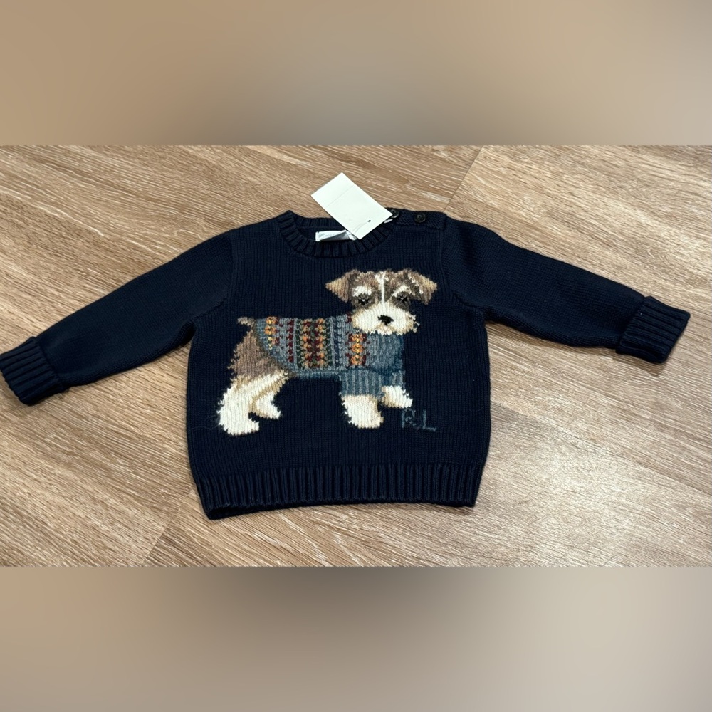 Ralph Lauren Navy Sweater with Dog Design